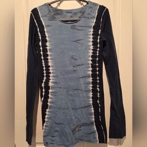 Hard Tail Blue Tie Dye Long Skinny Tunic Tee Women's L